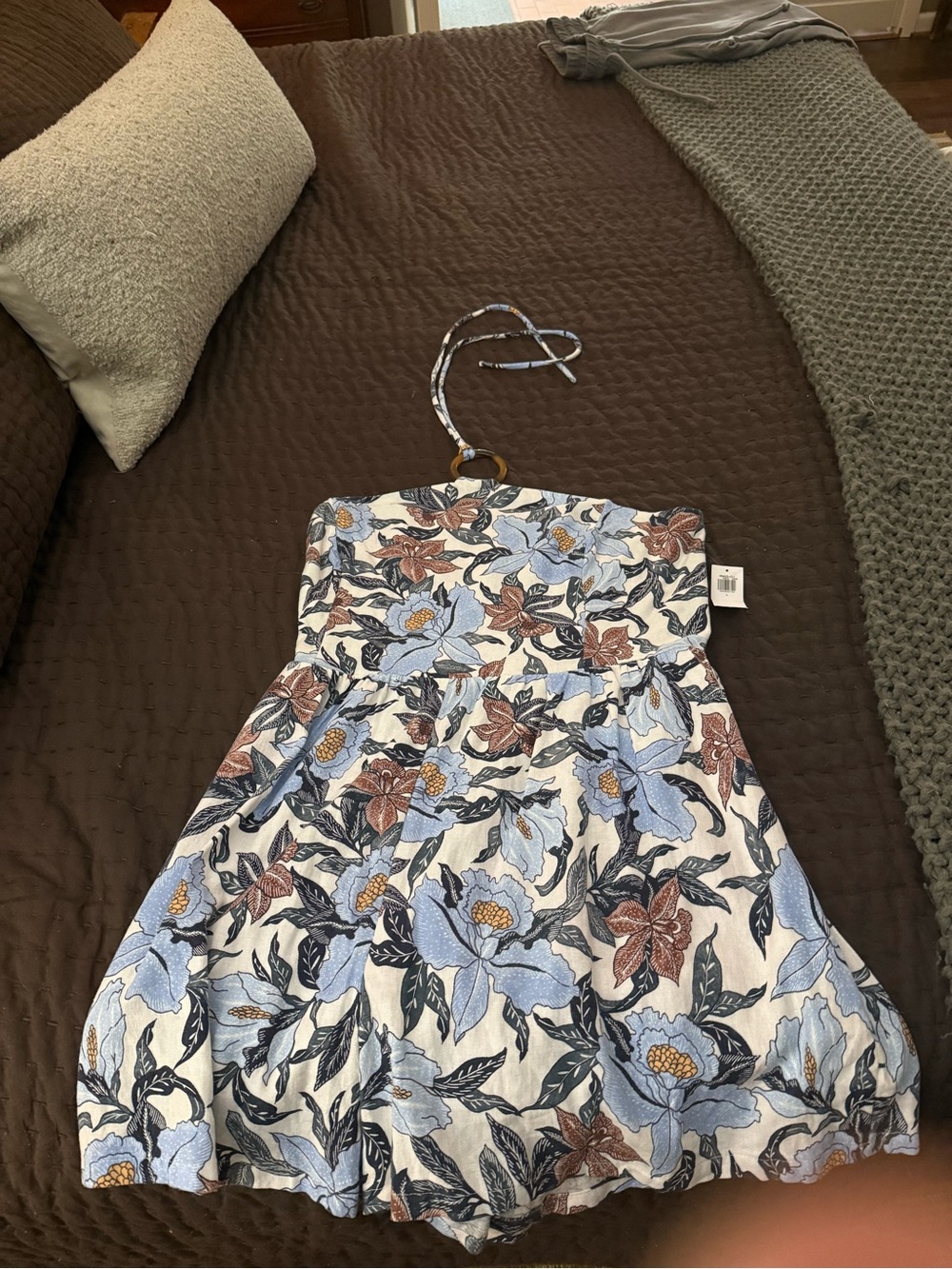 Old Navy Floral Halter Romper in Blue and Brown